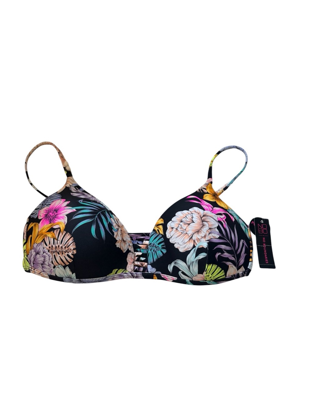 Black Floral Push Up Bakini Top